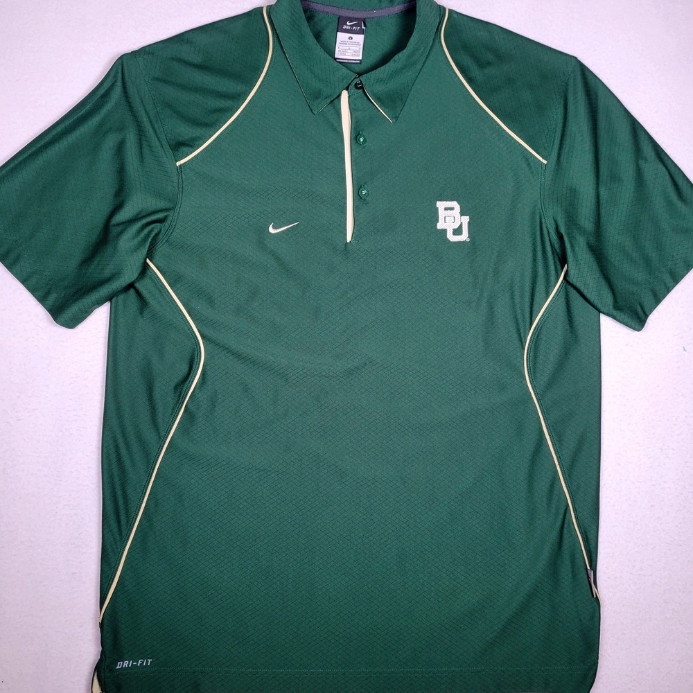 Nike Dri Fit Men's Baylor‎ Bears Embroidered Polo Short Sleeve Polo Size L Green